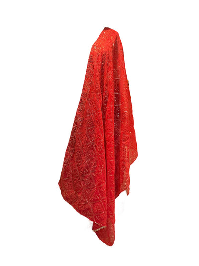 Red sequins work Dupatta