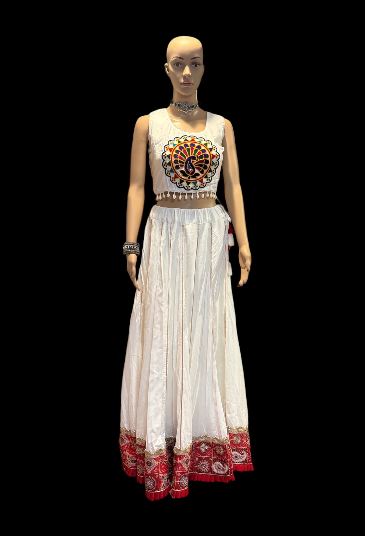 White and red Chaniya Choli set