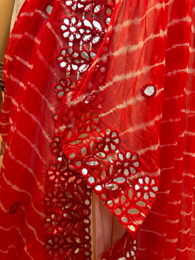 White and red Chaniya Choli set