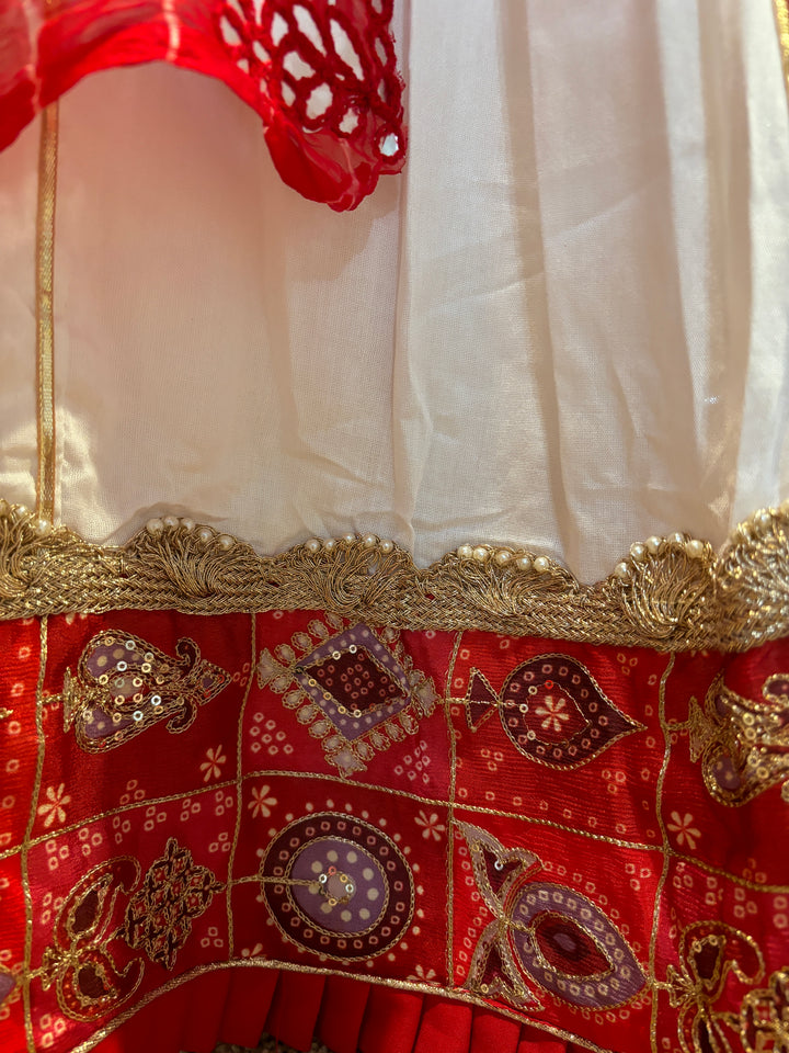 White and red Chaniya Choli set