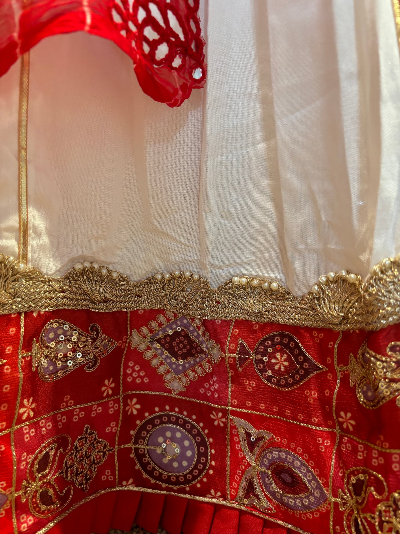 White and red Chaniya Choli set