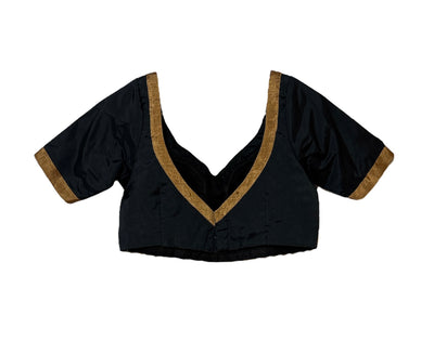 Black Blouse with Dark Gold Chanderi Patchwork