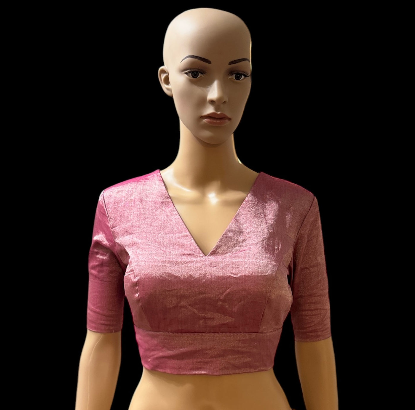 Pink silver tissue Chanderi blouse