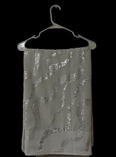 Gray georgette Saree with silver sequins embroidery