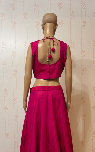 Fuchsia pink silk Lehenga choli