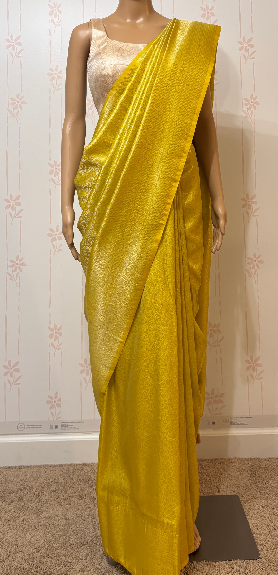 Pastel Yellow semi Mysore silk saree and blouse set