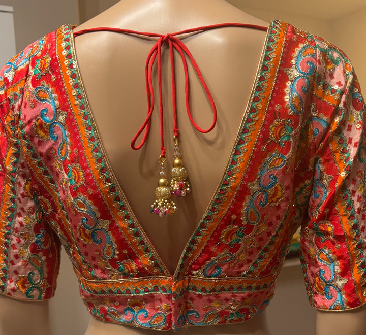 Pink/red Multicolored sequins blouse