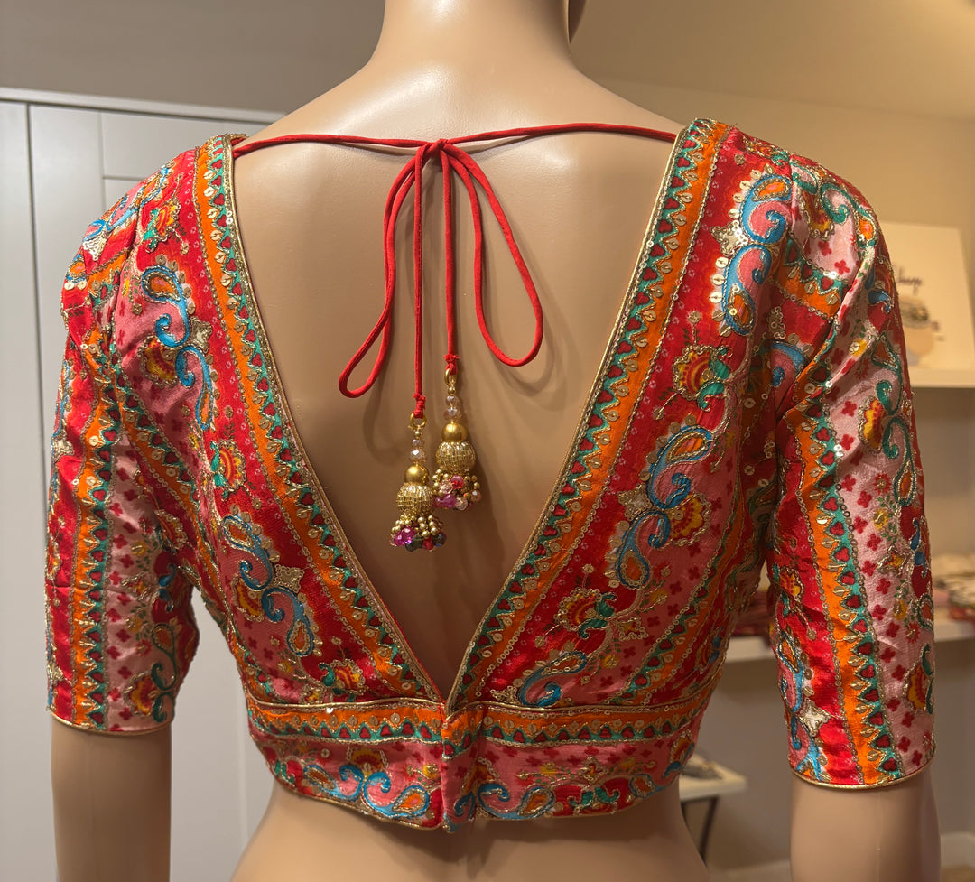 Pink/red Multicolored sequins blouse
