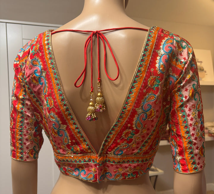 Pink/red Multicolored sequins blouse