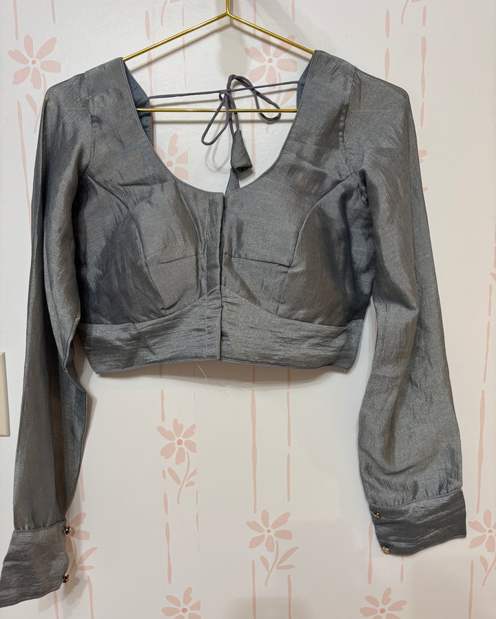 Silver Gray Shimmer Georgette blouse