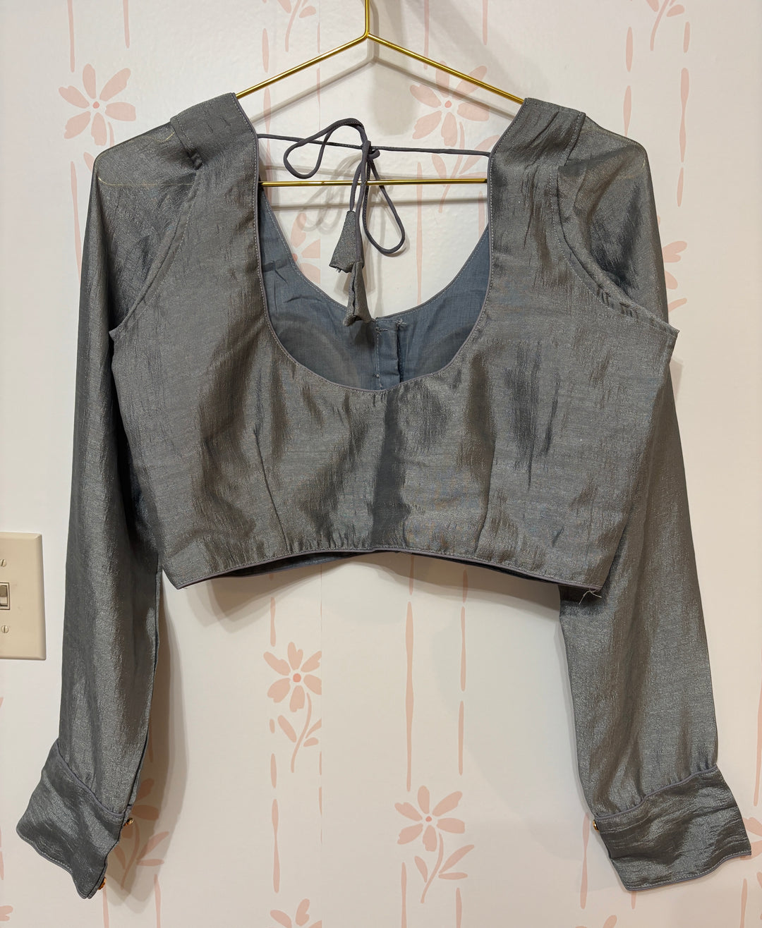 Silver Gray Shimmer Georgette blouse