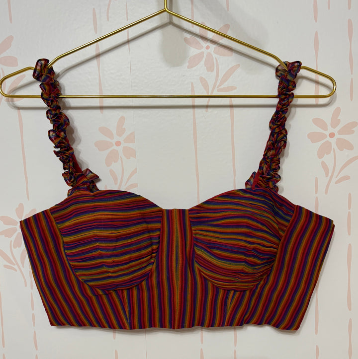Multicolor sleeveless corset style blouse