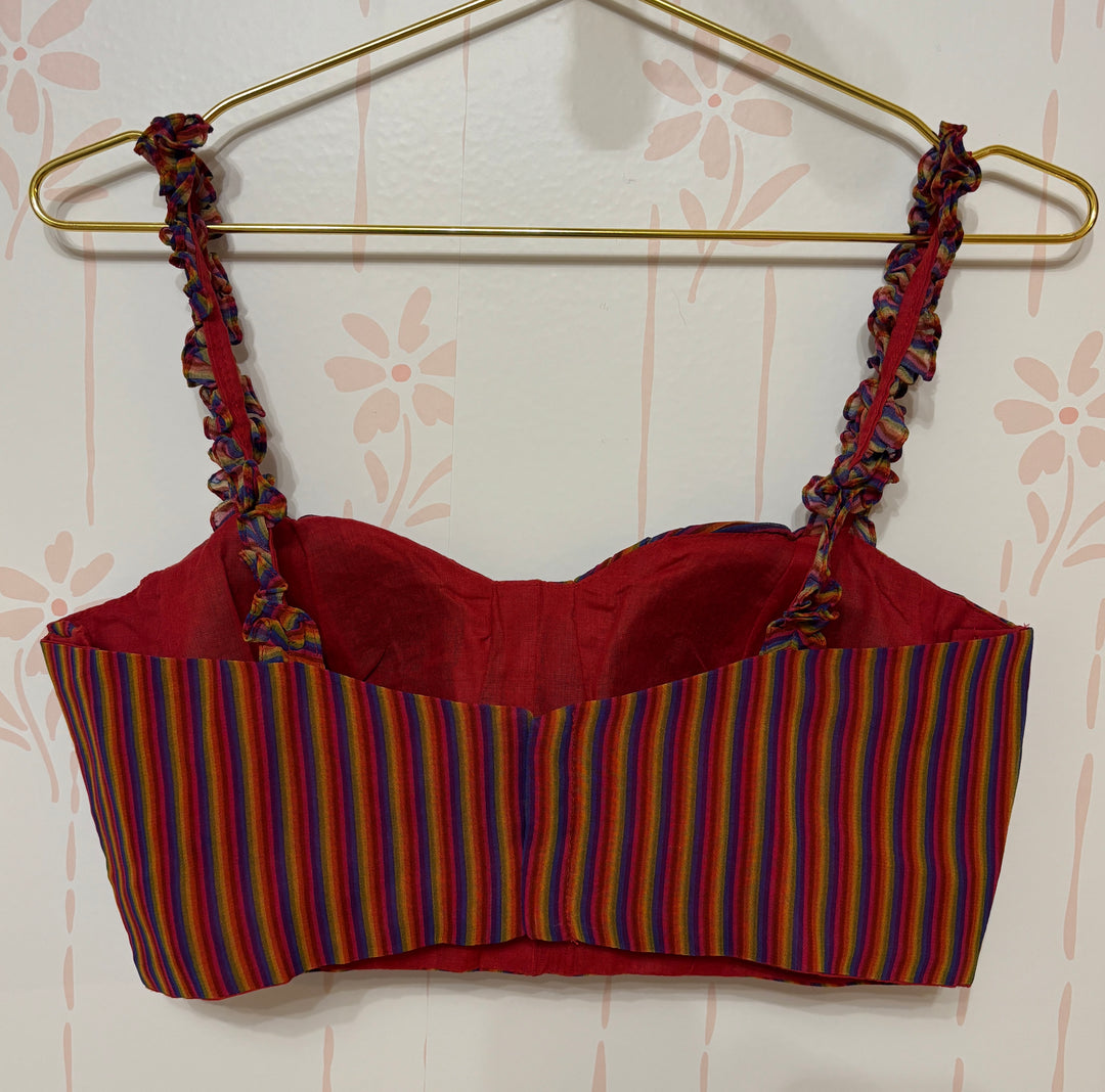 Multicolor sleeveless corset style blouse