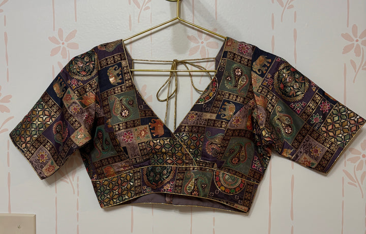 Purple and Violet Brocade woven blouse
