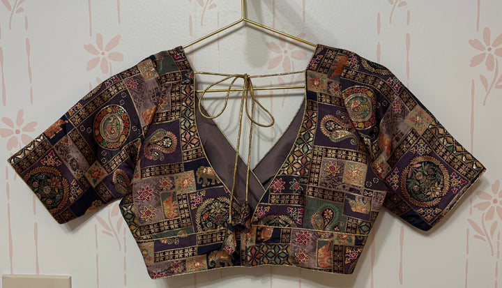 Purple and Violet Brocade woven blouse