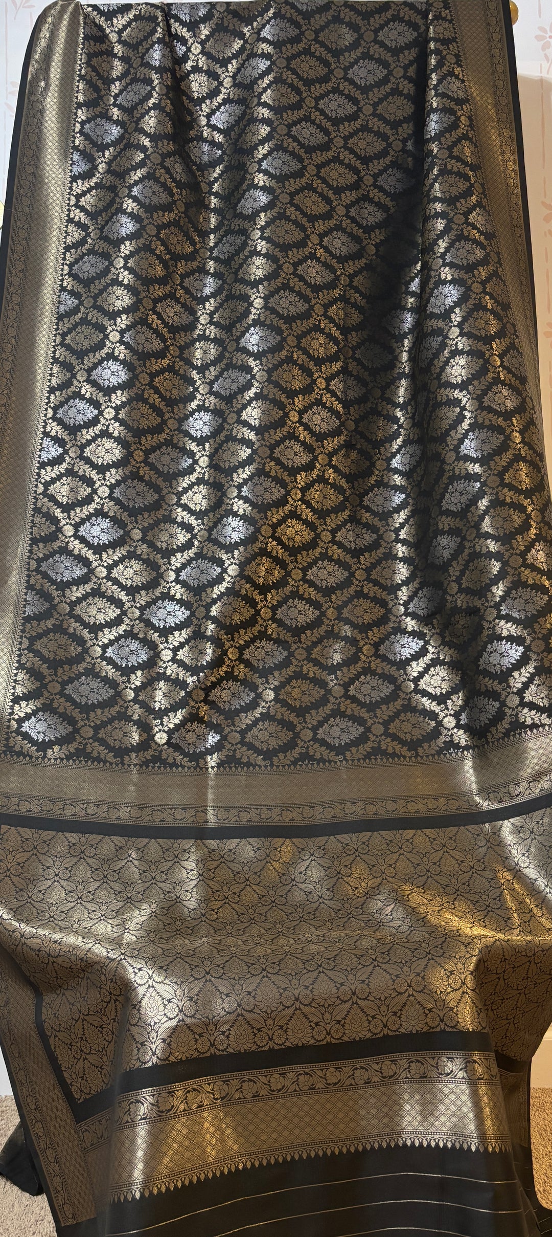 Nita Ambani inspired Black semi Banarasi saree and Blouse set