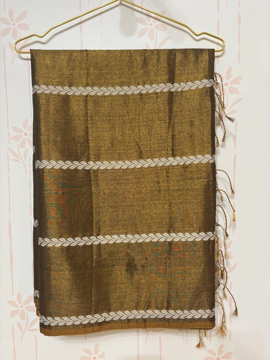 Blackish gold modal tissue saree and blouse set