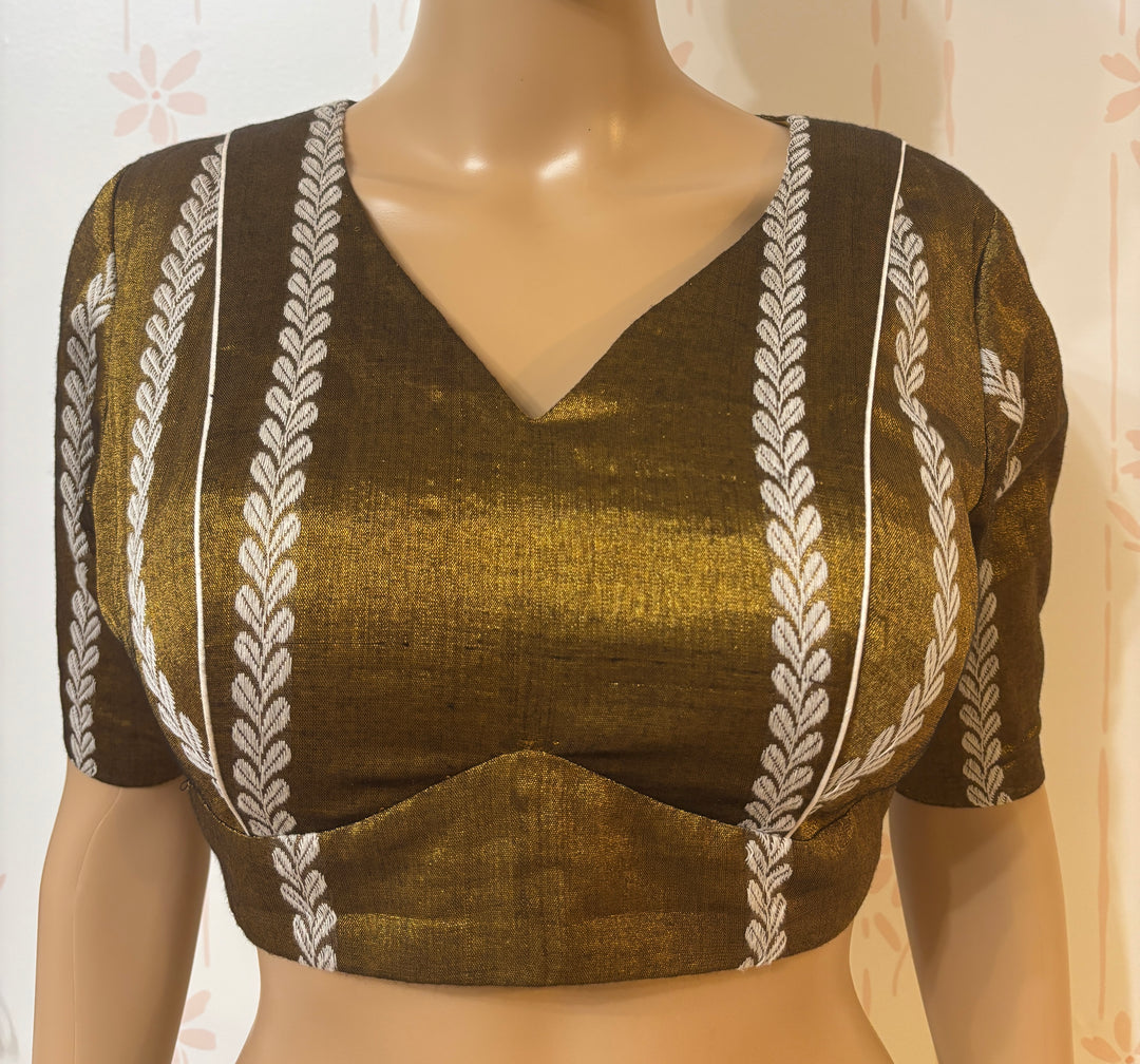 Blackish gold modal tissue saree and blouse set