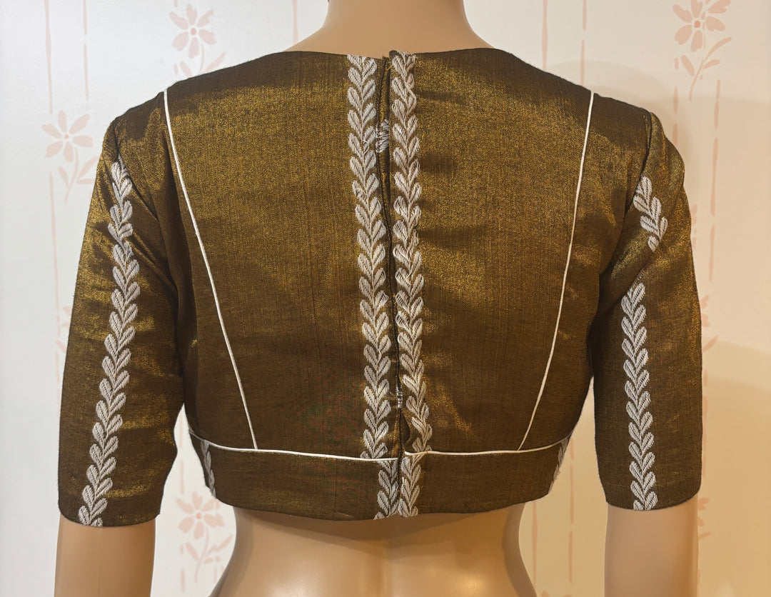 Blackish gold modal tissue saree and blouse set