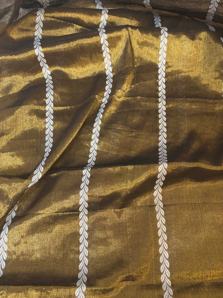 Blackish gold modal tissue saree and blouse set