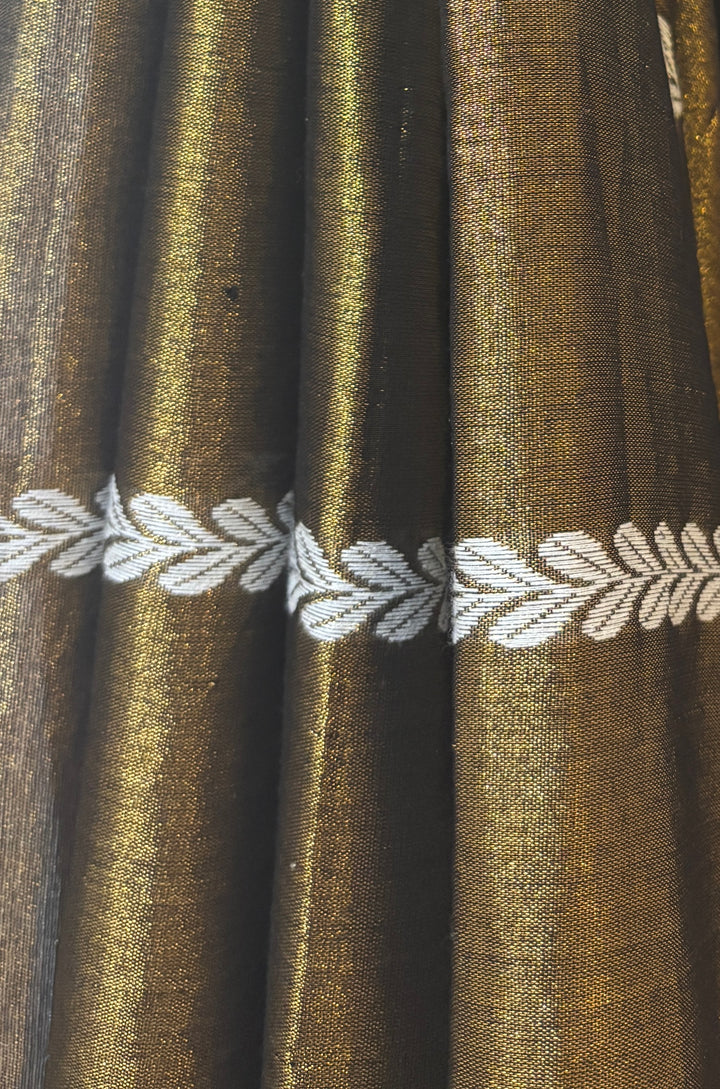 Blackish gold modal tissue saree and blouse set