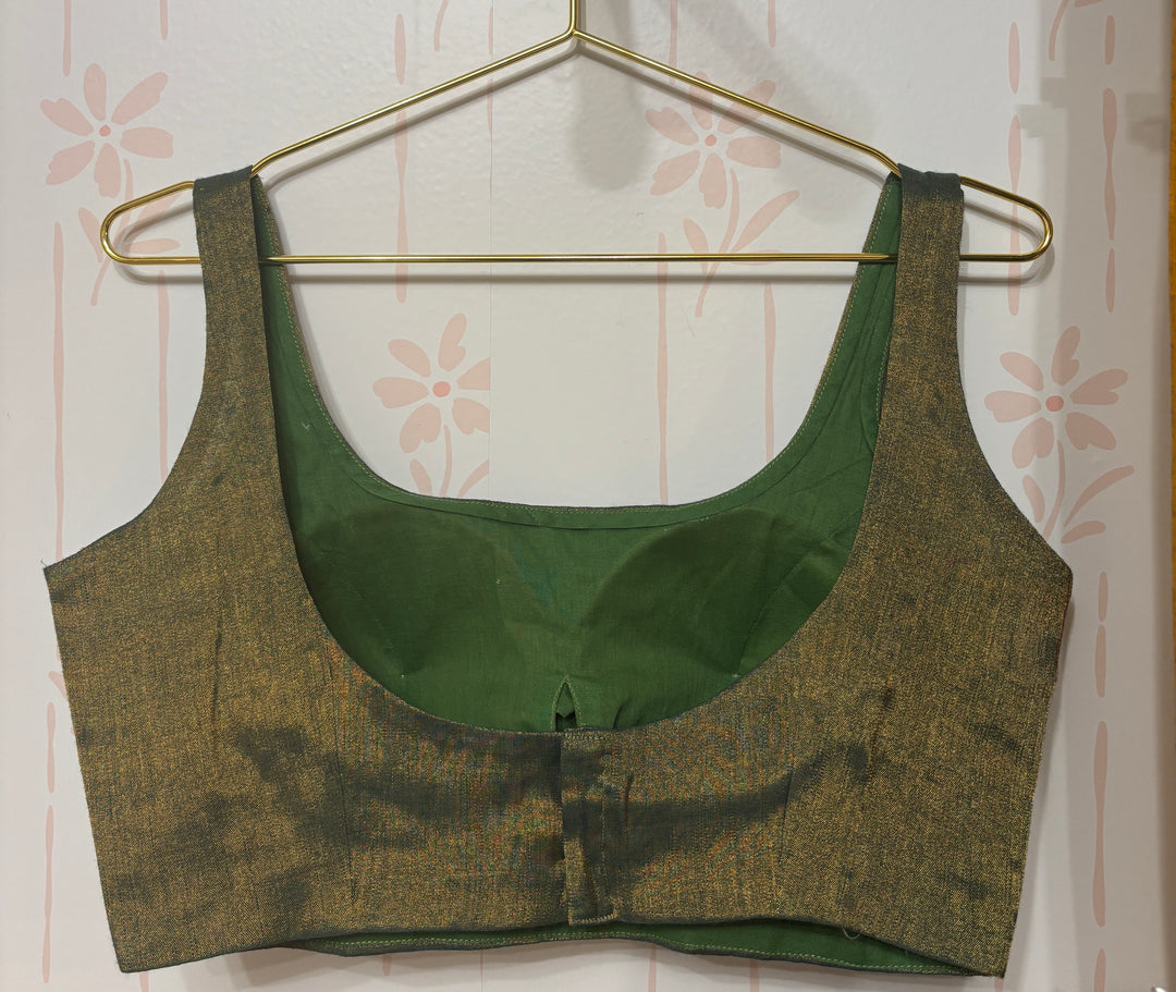 Greenish gold modal tissue saree and blouse set