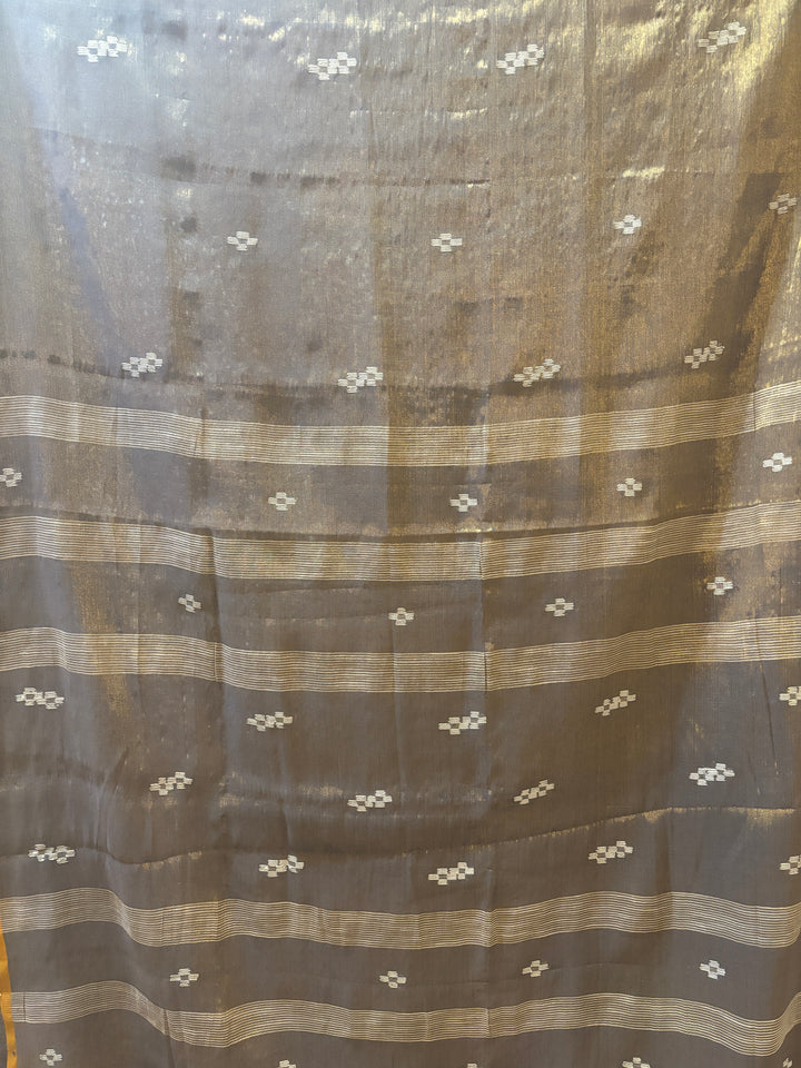 Gray gold modal tissue saree and blouse set