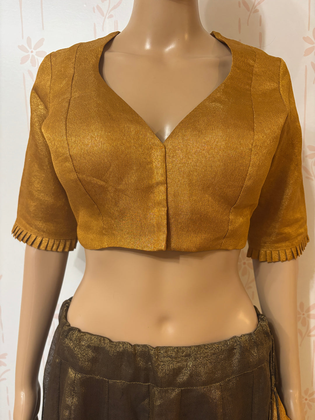 Gold Linen tissue Lehanga set