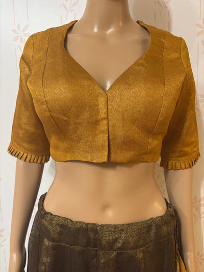 Gold Linen tissue Lehanga set
