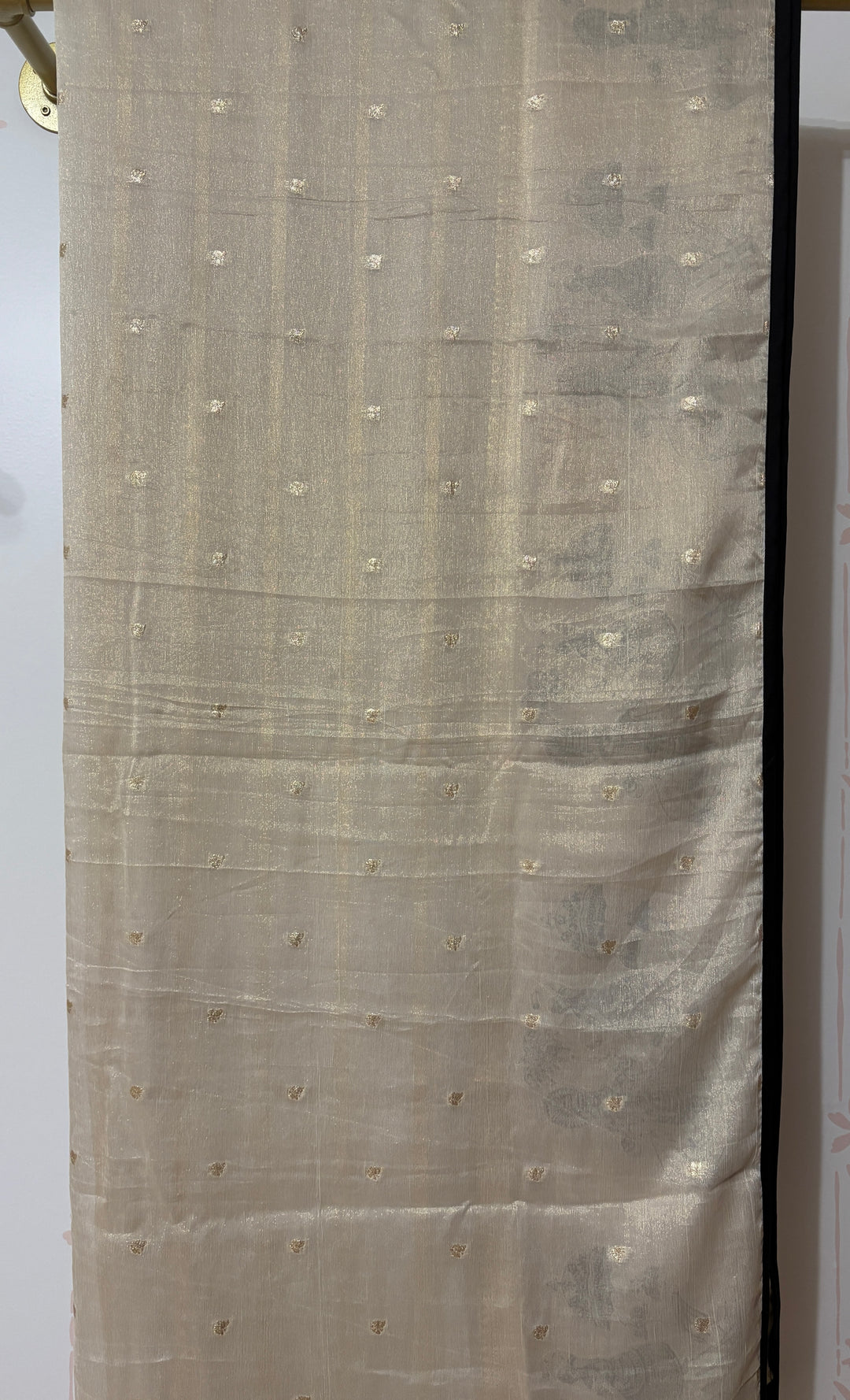 Cream and gold zari tissue saree