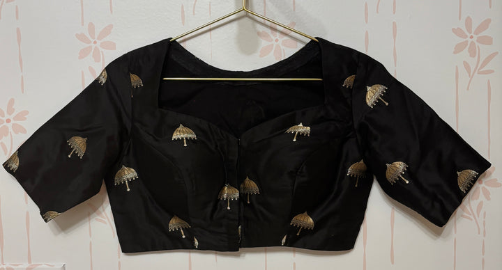 Black Silk Umbrella Woven Blouse