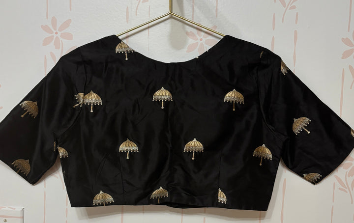 Black Silk Umbrella Woven Blouse