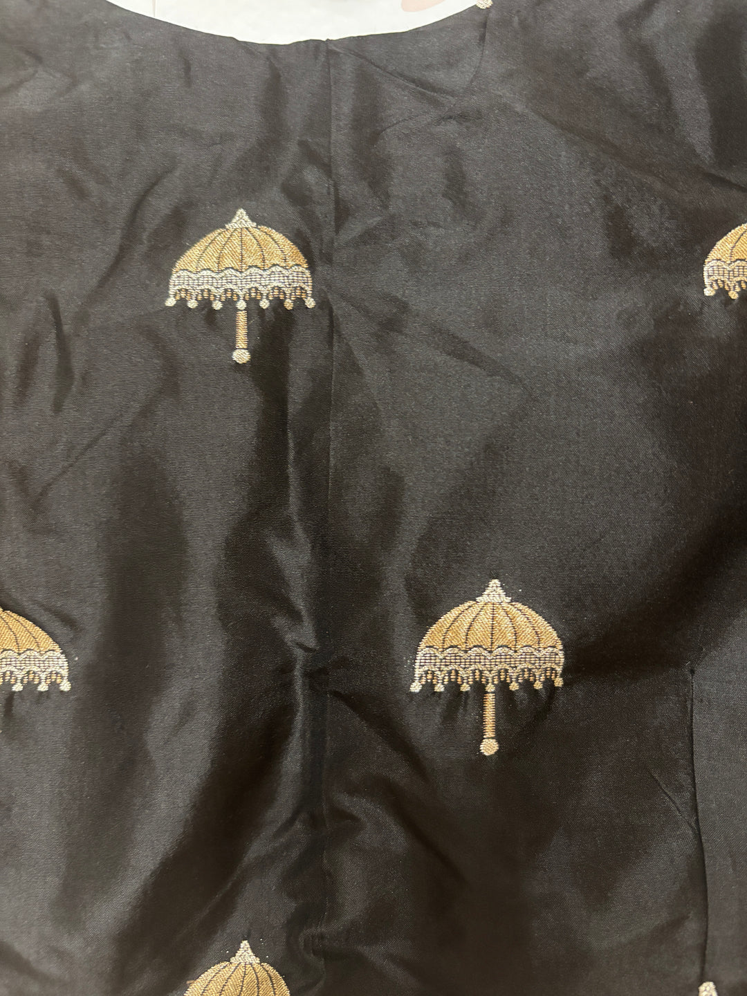 Black Silk Umbrella Woven Blouse