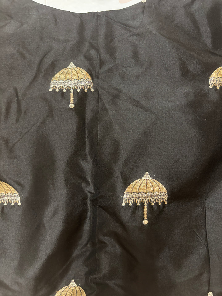 Black Silk Umbrella Woven Blouse