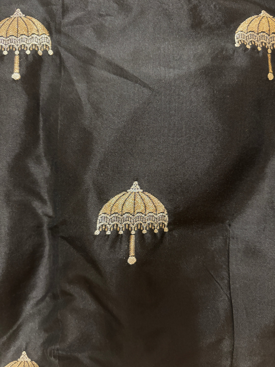 Black Silk Umbrella Woven Blouse