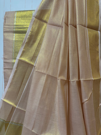 Pink tissue Set Mundu