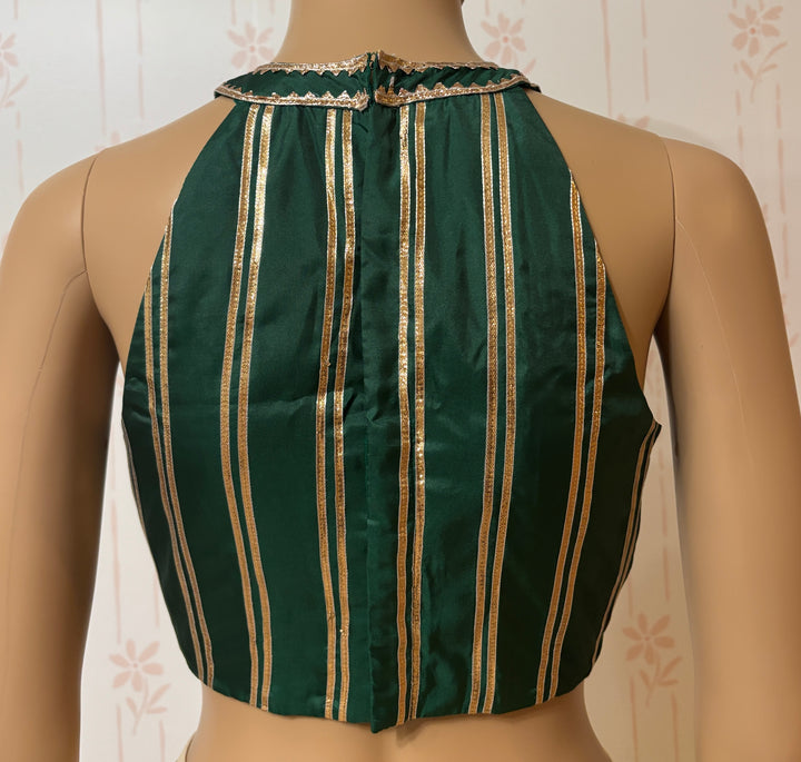 Green Gota Work Halter neck adjustable Blouse