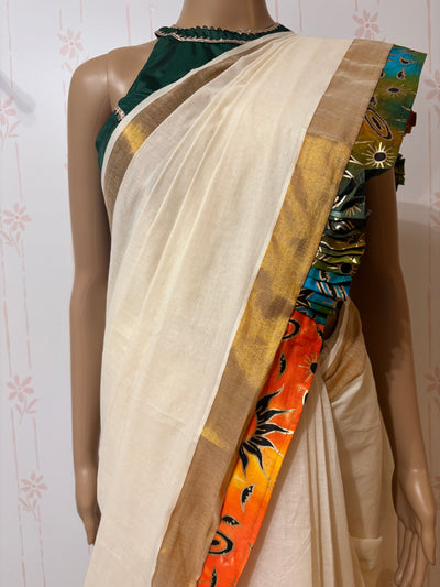 Kerala Kasavu Saree with Attached Border