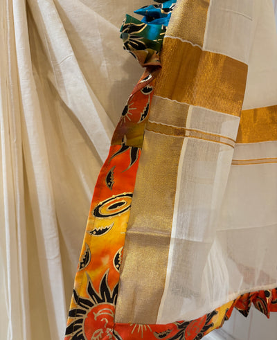 Kerala Kasavu Saree with Attached Border