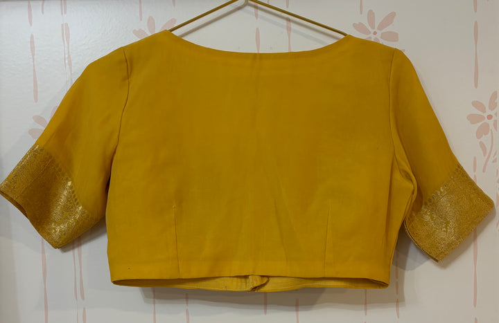 Yellow georgette Silk Saree with minakari work