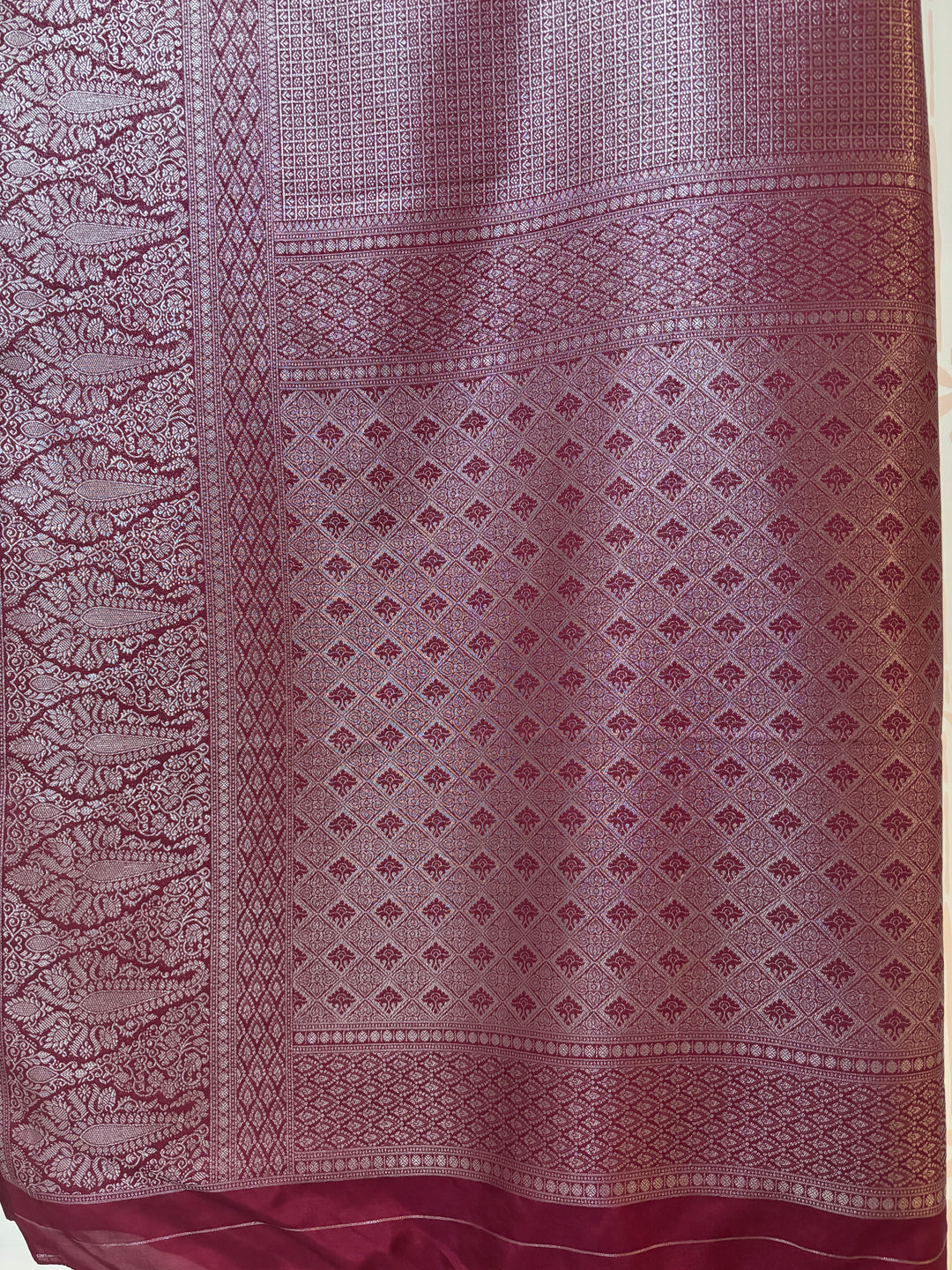 Beetroot Purple Semi banarasi saree and Blouse set