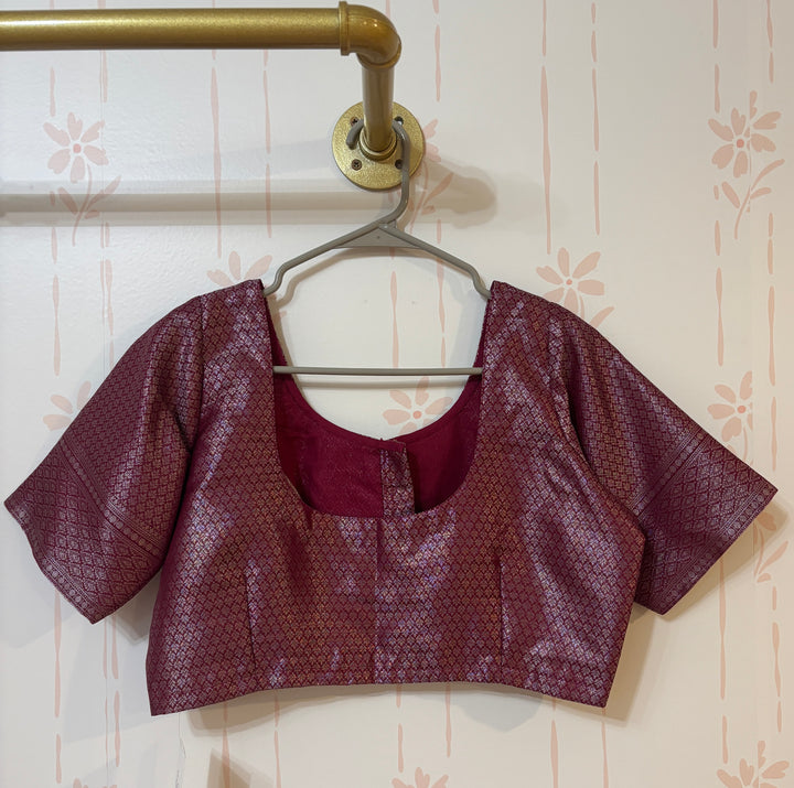 Beetroot Purple Semi banarasi saree and Blouse set