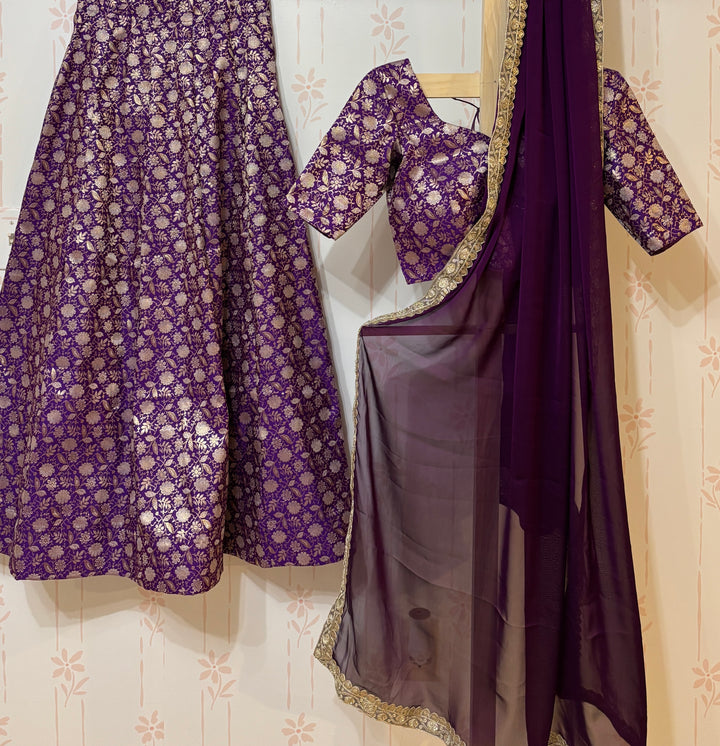 Purple Brocade Lehanga set