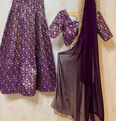 Purple Brocade Lehanga set
