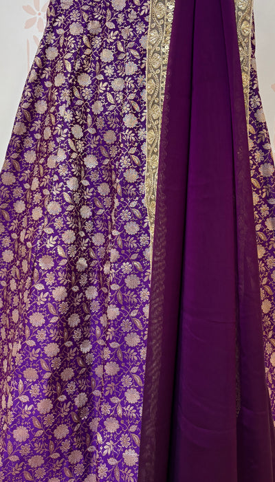 Purple Brocade Lehanga set