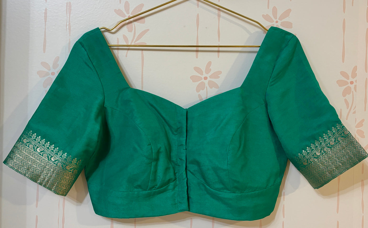 Green Dola Silk Banarasi Saree and Blouse Set