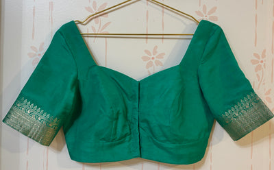 Green Dola Silk Banarasi Saree and Blouse Set