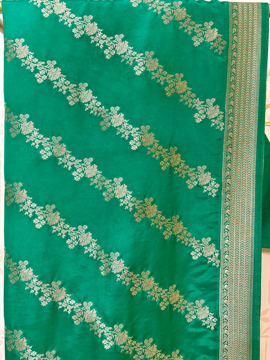 Green Dola Silk Banarasi Saree and Blouse Set