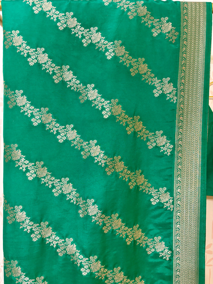 Green Dola Silk Banarasi Saree and Blouse Set