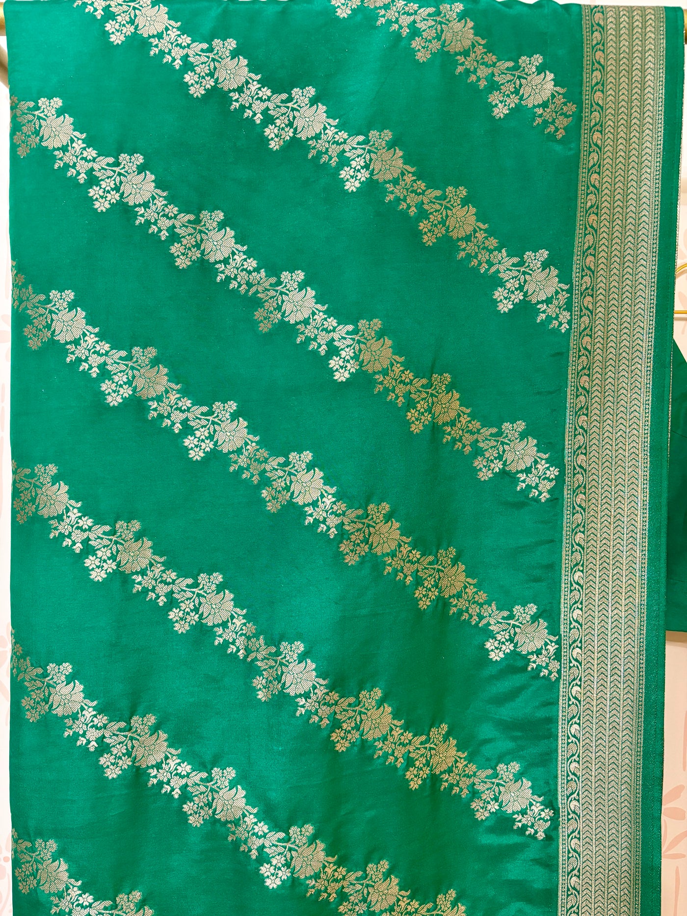 Green Dola Silk Banarasi Saree and Blouse Set
